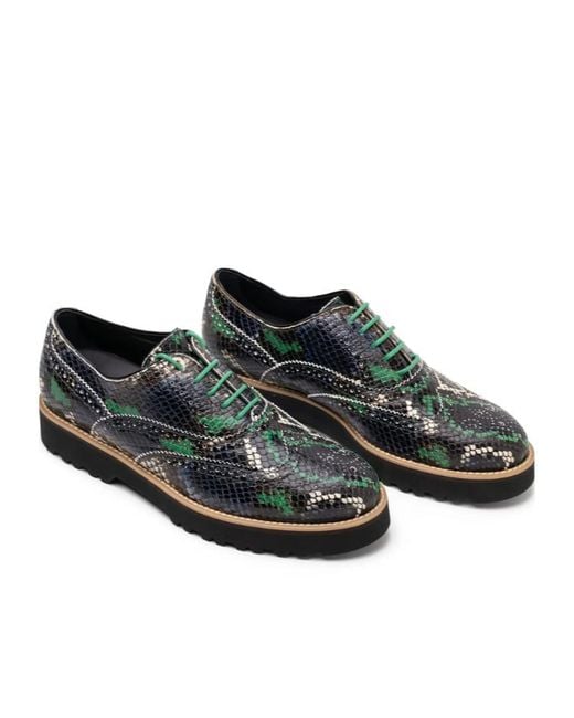 Hogan Black Snakeskin Platform Brogue Boots