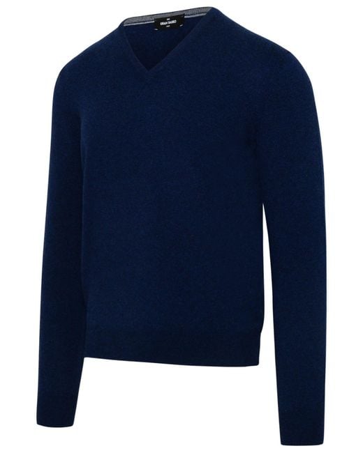 Gran Sasso Blue V-Neck Pullover for men