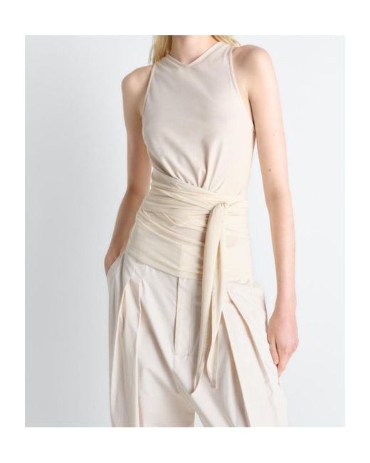 Lemaire White Sleeveless Wrap Tops