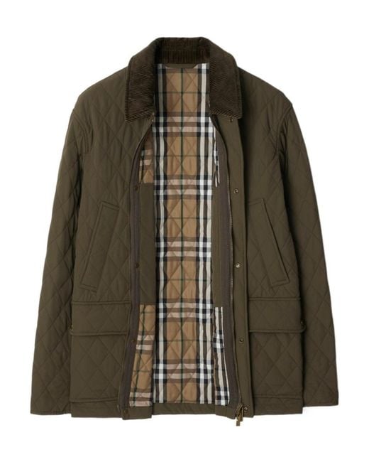 Burberry Green Logo Patch Quilted Jacket for men