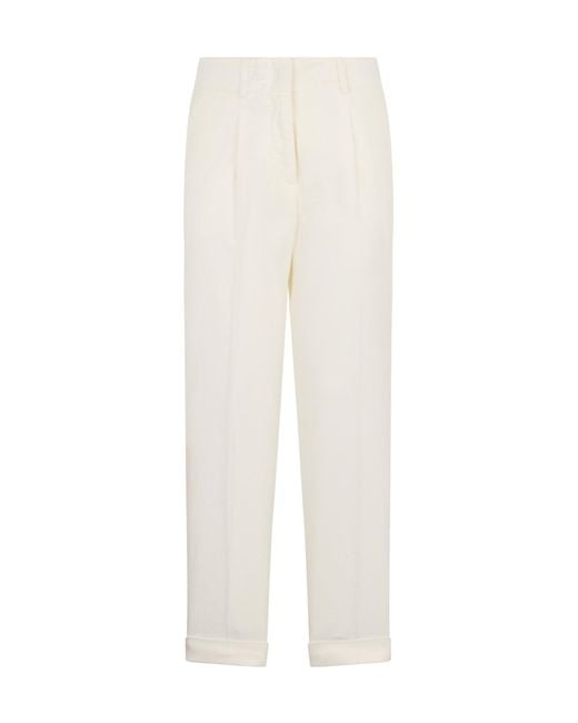 Peserico White Relaxed Straight-Leg Pants