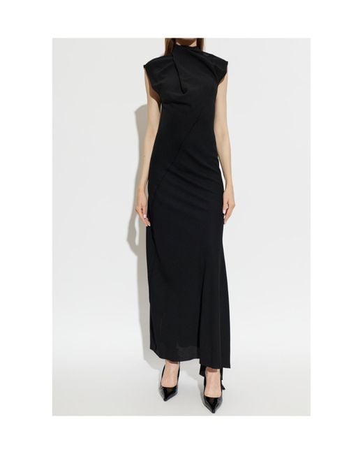 The Attico Black The Draped Scarf-Back Dress