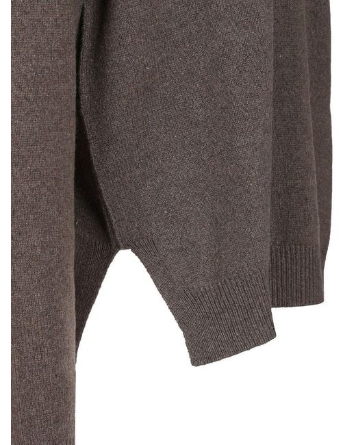 Rick Owens Gray Crew Neck Long-Sleeved Knitwear for men