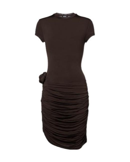 ROTATE BIRGER CHRISTENSEN Black Draped Knot-Detail Jersey Minidress