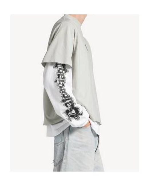 Balenciaga Gray Logo Double-Layer T-Shirt for men