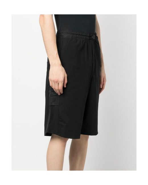 Y-3 Black Drawstring Buckled Bermuda Shorts for men