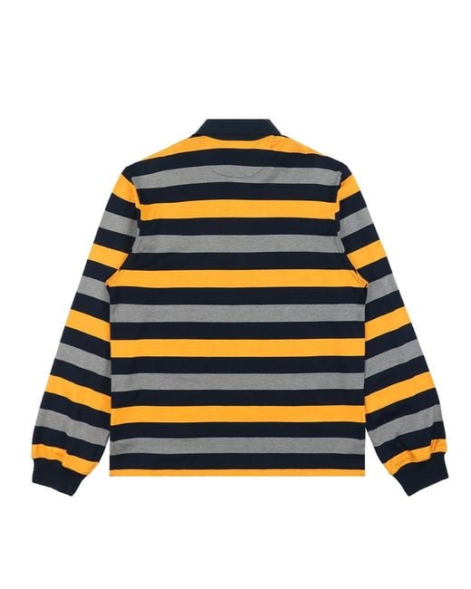 Paul & Shark Blue Striped Long-Sleeved Polo Shirt for men