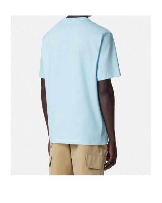 Versace Blue Graphic-Printed Crewneck T-Shirt for men