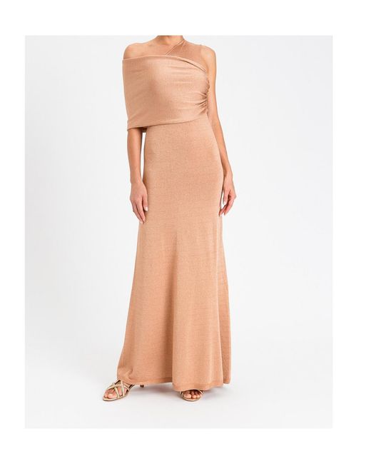 Twinset Brown Draped One-Shoulder Dress