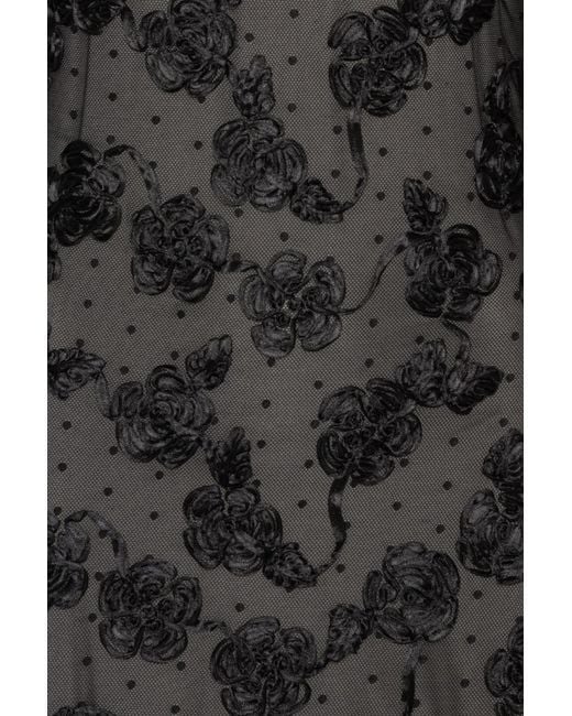ROTATE BIRGER CHRISTENSEN Black Flower Mesh Ls Mini Dress