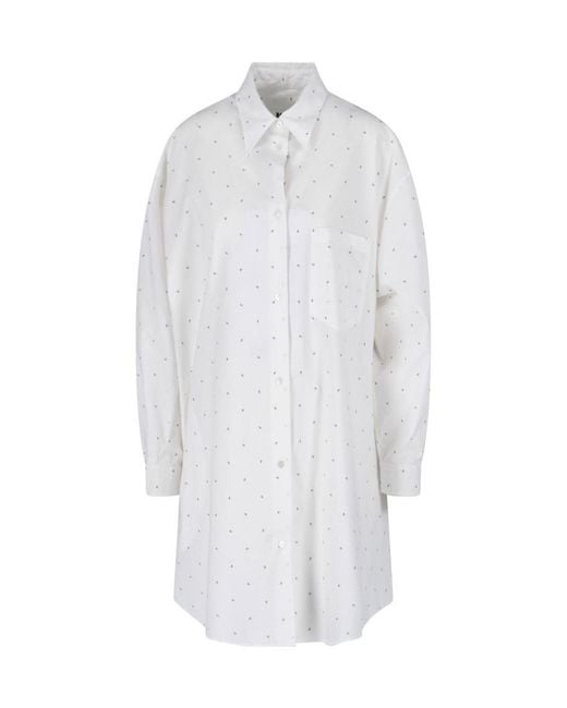 MM6 by Maison Margiela White Polka-Dot Cotton Shirt Dress