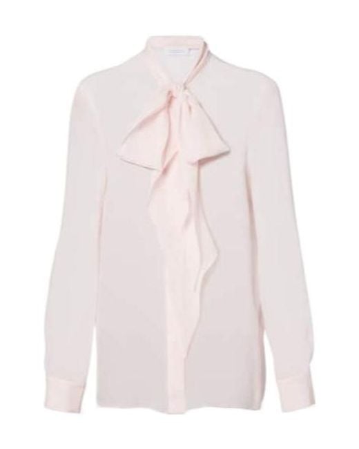 Gabriela Hearst Pink Tie-Neck Silk Blouse