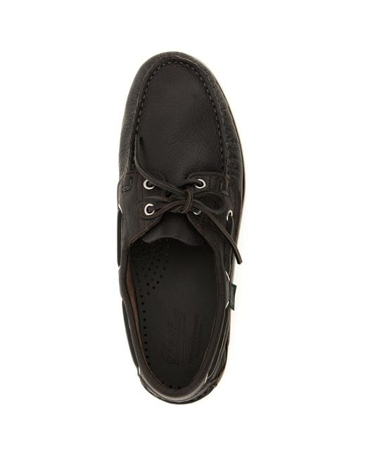 Paraboot Black Logo Patch Lace-Up Loafers for men