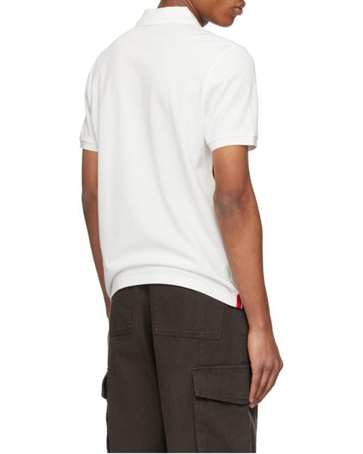 Moncler White Logo Patch Short-Sleeved Polo Shirt for men