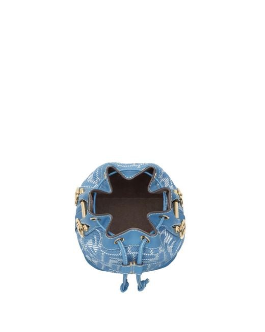 Fendi Blue Mon Tresor Ff Jacquard Mini Bucket Bag