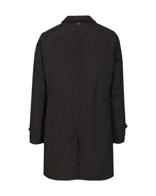 Herno Black Down Trench Coat for men