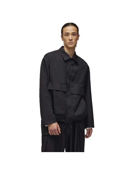 Y-3 Blue Cropped Collared Overshirt Jacket for men