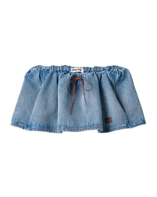 Miu Miu Blue Washed Denim Miniskirt