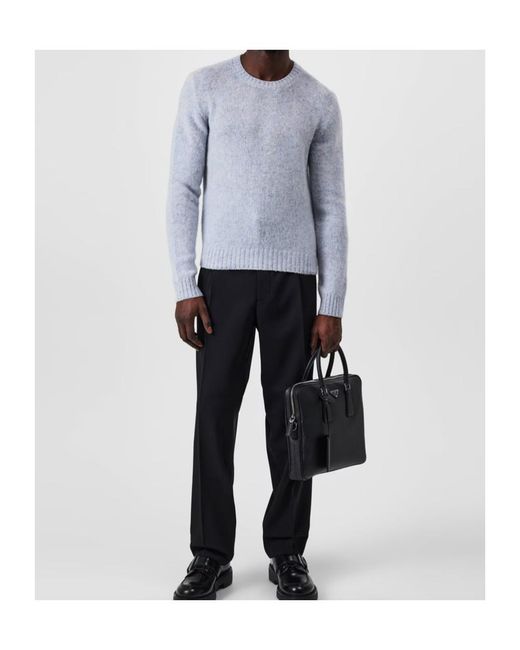 Prada Blue Thick Knit Sweater for men