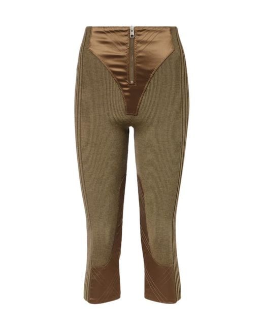 Jean Paul Gaultier Green Zipper-Designed Cropped Casual Pants