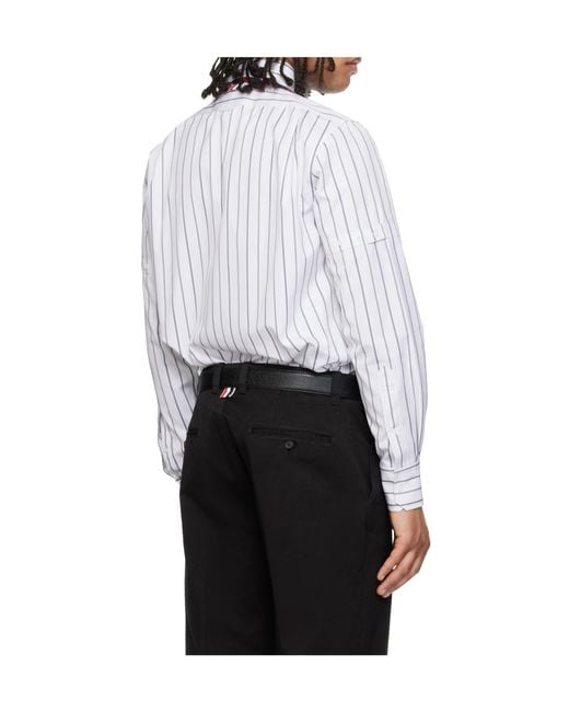 Thom Browne White Stripe Poplin Shirt for men