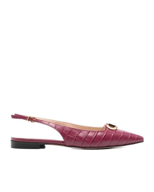 Twinset Purple Crocodile-Effect Slingback Pumps