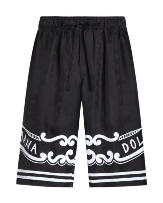 Dolce & Gabbana Black Bandanna Printed Bermuda Shorts for men