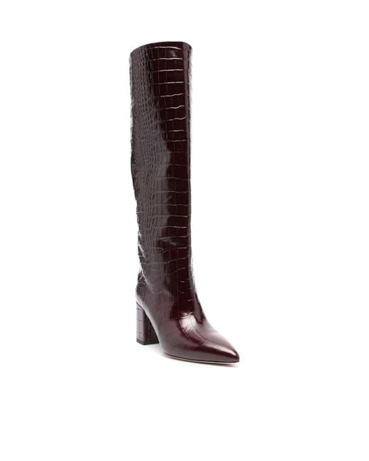 Paris Texas Brown Anja Embossed Knee-Length Boots
