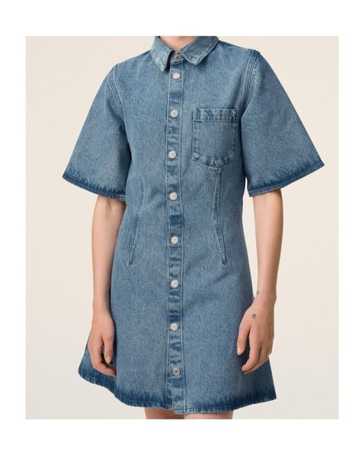 AMI Blue Ami Short Sleeve Shirt Dress