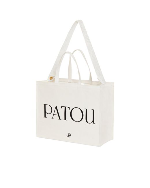 Patou White Logo-Printed Top Handle Bag