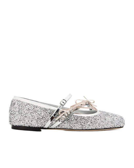 Jimmy Choo White Loli Buckle Ballet Shoes