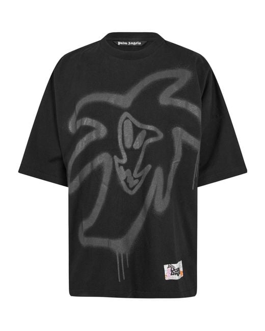 Palm Angels Black Crew-Neck Short-Sleeve T-Shirt for men