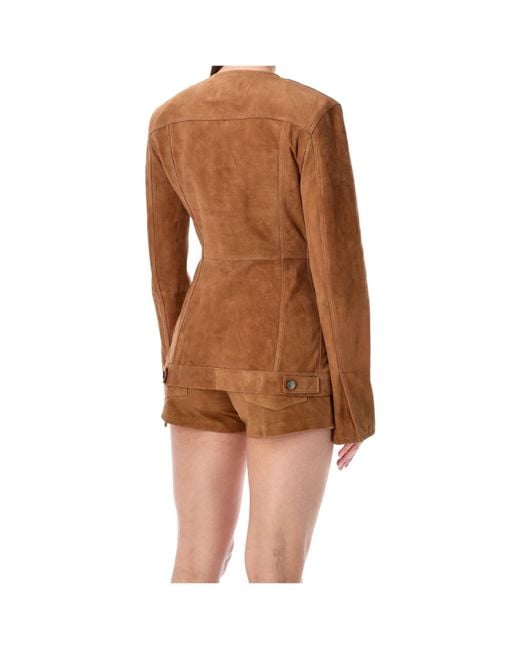 Haikure Brown Temple Fitted Button Jacket