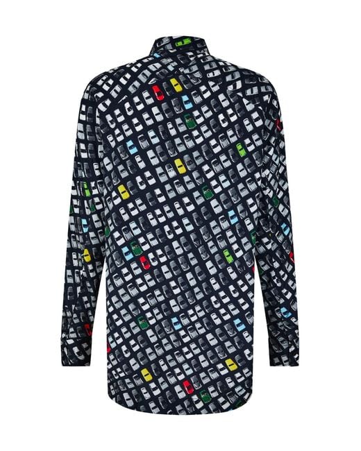 Bottega Veneta Blue Patterned Long Sleeve Shirt for men