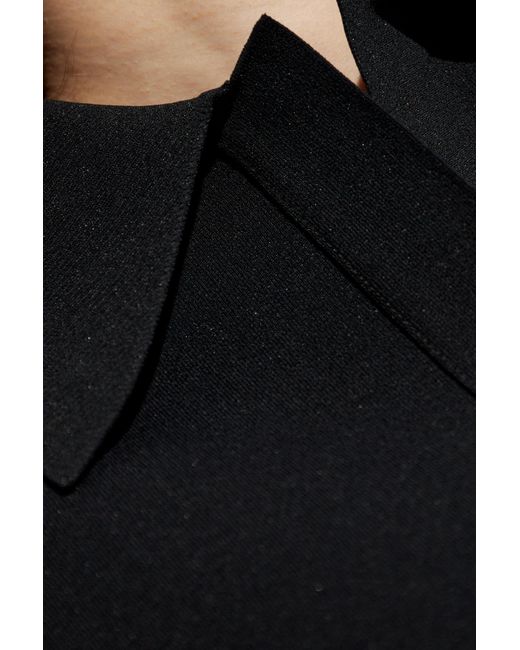 Alaïa Blue Alaïa Short-Sleeved Cropped Polo Top