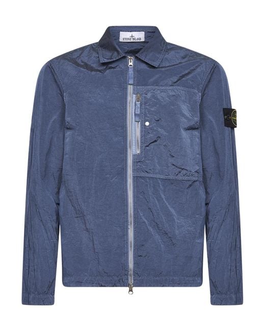 Stone Island Blue Nylon Metal Zip Jacket for men