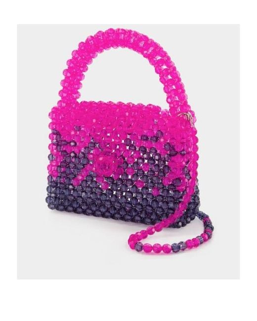 Germanier Pink Bead-Embellished Top Handle Bag