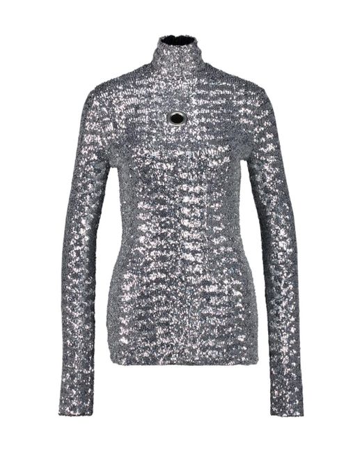 Rabanne Blue Rabanne Sequin Turtle-Neck Top