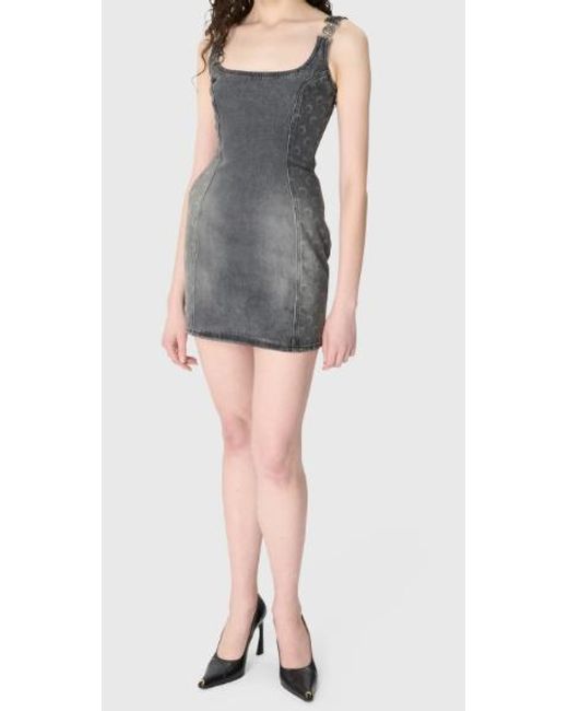 MARINE SERRE Black Moon Laser Denim Sleeveless Mini Dress