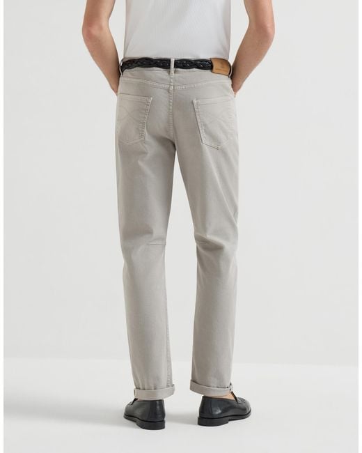 Brunello Cucinelli Gray Logo-Patch Straight Leg Jeans for men