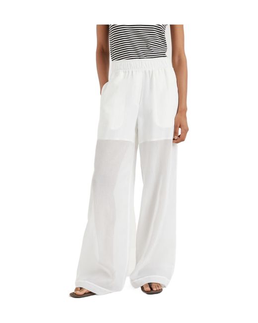 Brunello Cucinelli White High-Waist Wide Leg Trousers