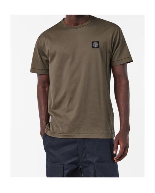 Stone Island Gray Logo Patch T-Shirt for men