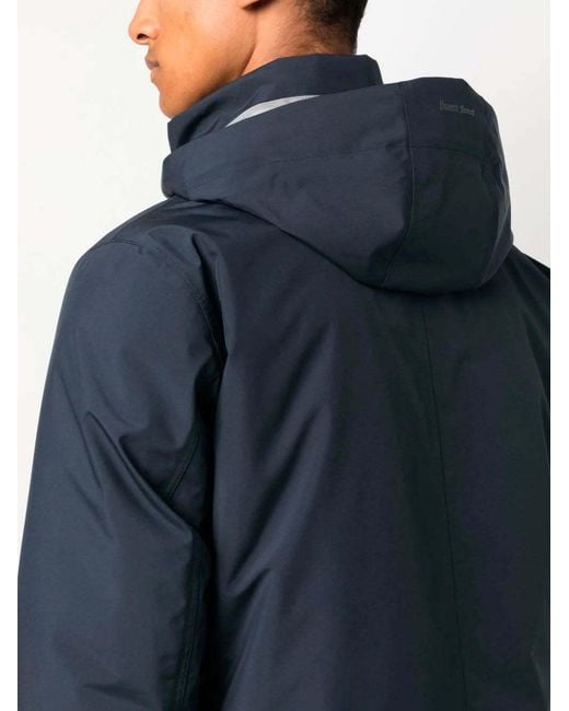 Herno Blue Hooded Waterproof Coat for men
