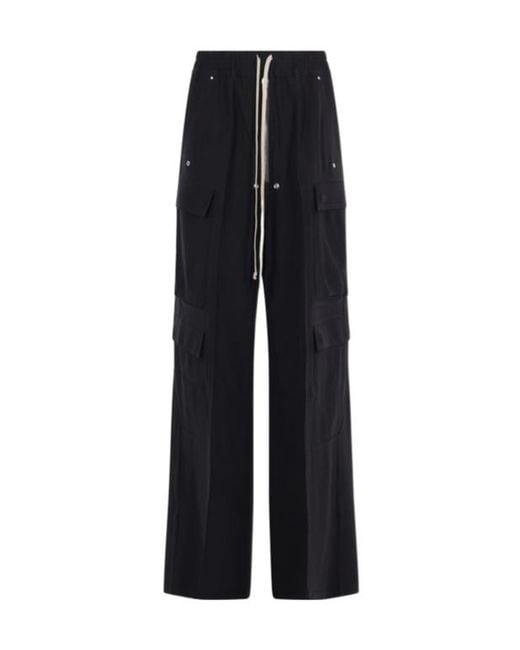 Rick Owens Blue Cargobelas Cargo-Pocket Palazzo Pants