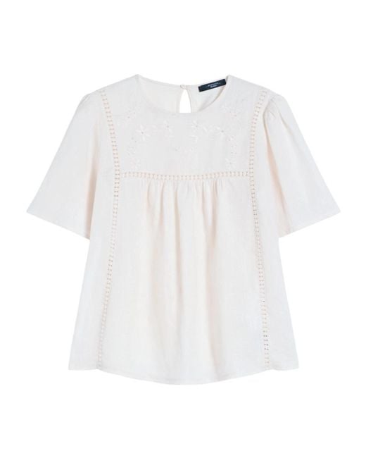 Weekend by Maxmara White Floral-Embroidered Panelled Top
