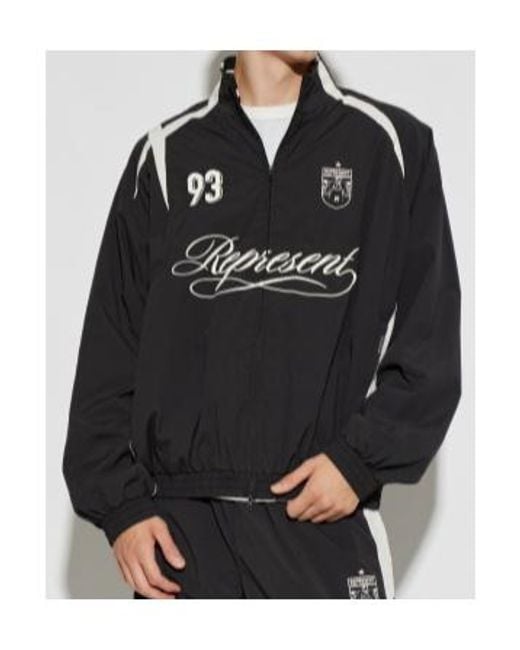 Represent Black Logo-Embroidered Panelled Jacket for men