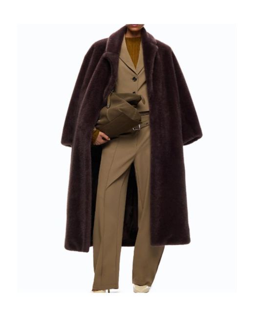 Pinko Black Long Faux Fur Coat With Belt