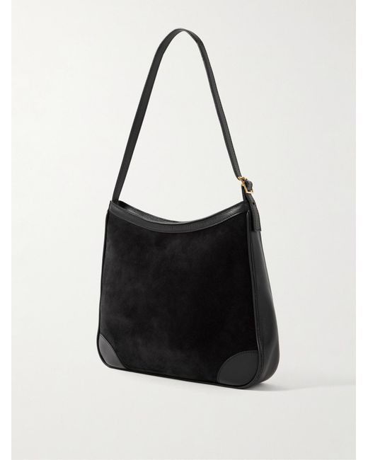 Nili Lotan Black Trimmed Suede Shoulder Bag
