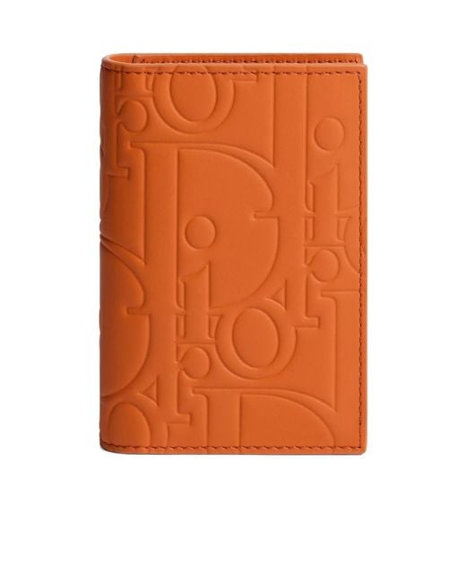 Dior Orange Bifold Card Holder for men