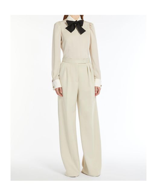 Max Mara Natural Button Detailed Long-Sleeved Blouse